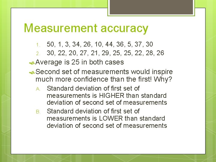 Measurement accuracy 1. 2. 50, 1, 3, 34, 26, 10, 44, 36, 5, 37,