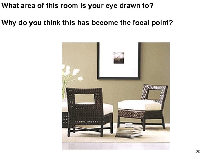 What area of this room is your eye drawn to? Why do you think