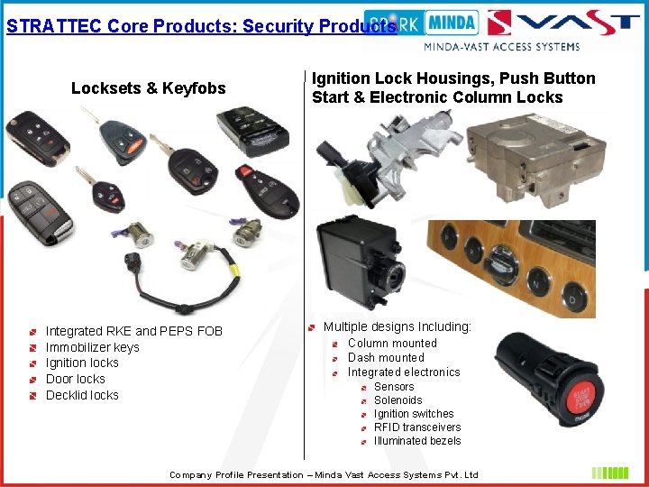 STRATTEC Core Products: Security Products Locksets & Keyfobs Integrated RKE and PEPS FOB Immobilizer