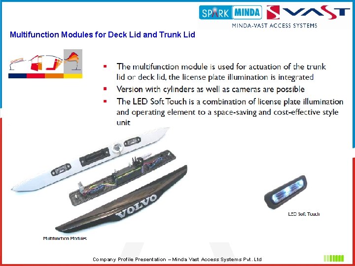Multifunction Modules for Deck Lid and Trunk Lid Company Profile Presentation – Minda Vast