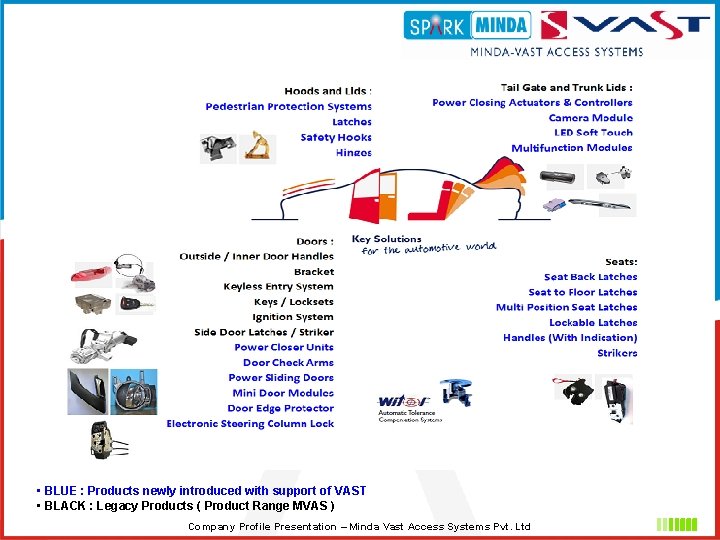  • BLUE : Products newly introduced with support of VAST • BLACK :