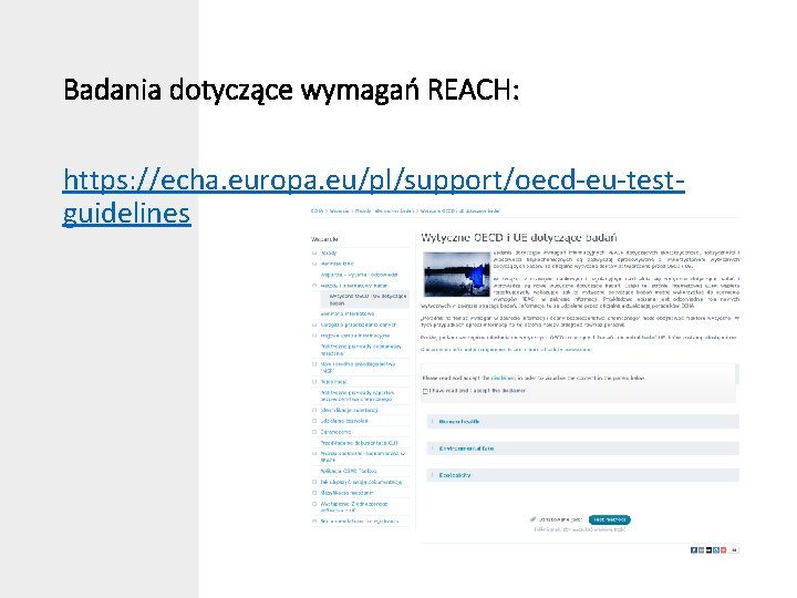 Badania dotyczące wymagań REACH: https: //echa. europa. eu/pl/support/oecd-eu-testguidelines 