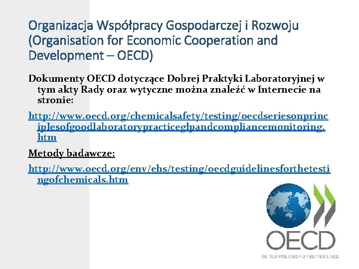 Organizacja Współpracy Gospodarczej i Rozwoju (Organisation for Economic Cooperation and Development – OECD) Dokumenty