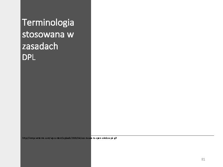 Terminologia stosowana w zasadach DPL http: //inmyownterms. com/wp-content/uploads/2015/04/use-mouse-to-open-window-pic. gif 81 