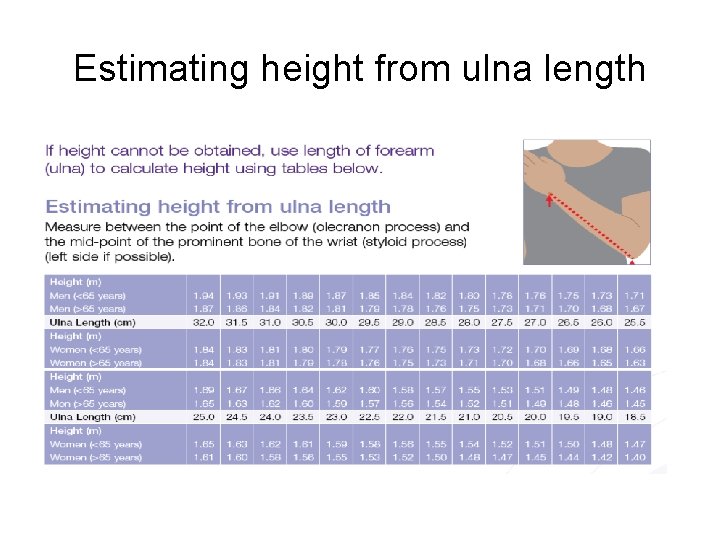 Estimating height from ulna length 