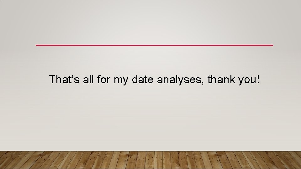 That’s all for my date analyses, thank you! 