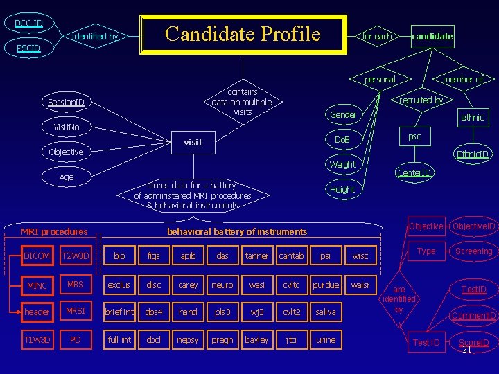 DCC-ID Candidate Profile identified by PSCID for each candidate personal contains data on multiple