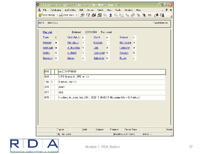 Module 1. RDA Basics 37 