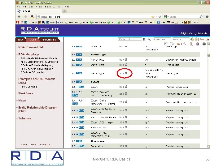 Module 1. RDA Basics 56 