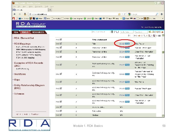 Module 1. RDA Basics 59 