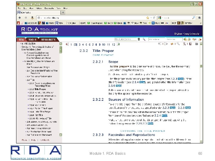 Module 1. RDA Basics 60 