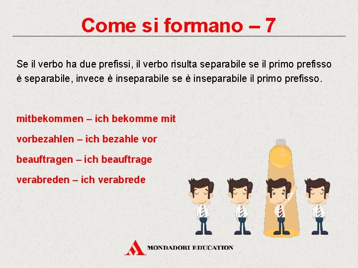 Come si formano – 7 Se il verbo ha due prefissi, il verbo risulta