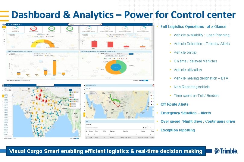 Dashboard & Analytics – Power for Control center • Full Logistics Operations –at a