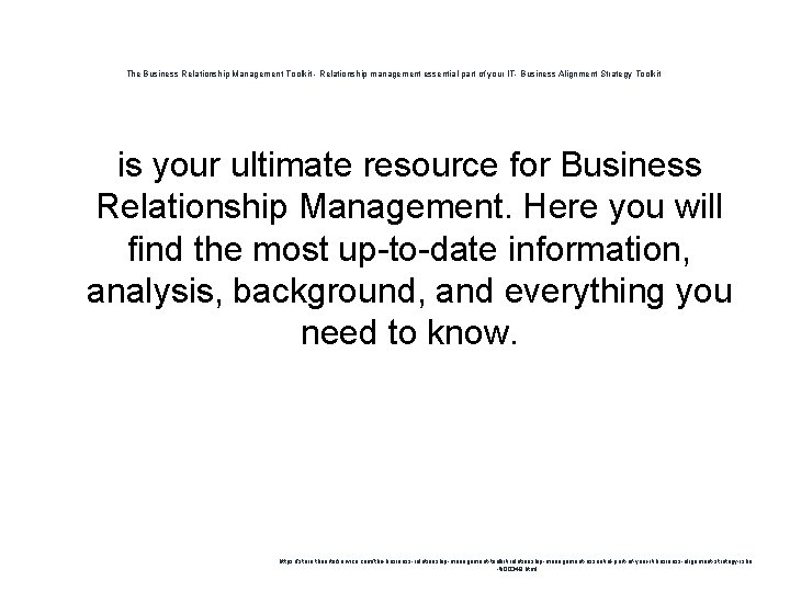 The Business Relationship Management Toolkit - Relationship management essential part of your IT- Business