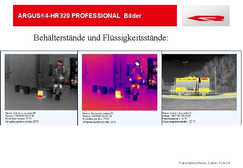 ARGUS® 4 -HR 320 PROFESSIONAL Bilder Behälterstände und Flüssigkeitsstände: Kamera Auge Präsentationsthema, Datum, Folie