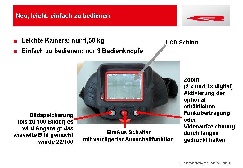 Neu, leicht, einfach zu bedienen ■ Leichte Kamera: nur 1, 58 kg LCD Schirm