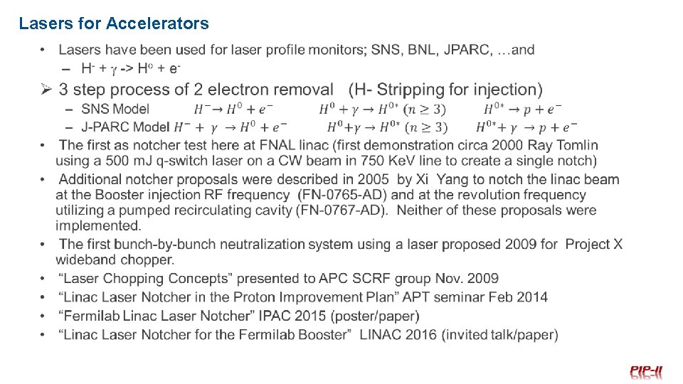 Lasers for Accelerators • 