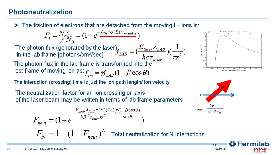 Photoneutralization Ø The fraction of electrons that are detached from the moving H- ions