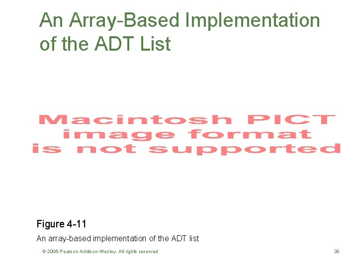 An Array-Based Implementation of the ADT List Figure 4 -11 An array-based implementation of