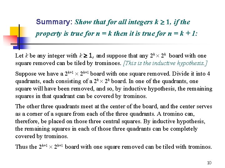 Summary: Show that for all integers k 1, if the property is true for