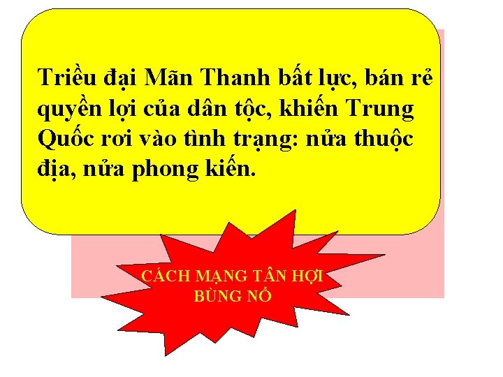 Triều đại Mãn Thanh bất lực, bán rẻ quyền lợi của dân tộc, khiến