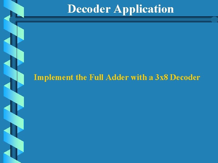 Decoder Application Implement the Full Adder with a 3 x 8 Decoder Decoder Application Implement the Full Adder with a 3 x 8 Decoder