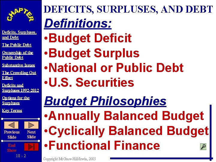 DEFICITS, SURPLUSES, AND DEBT Deficits, Surpluses, and Debt The Public Debt Ownership of the