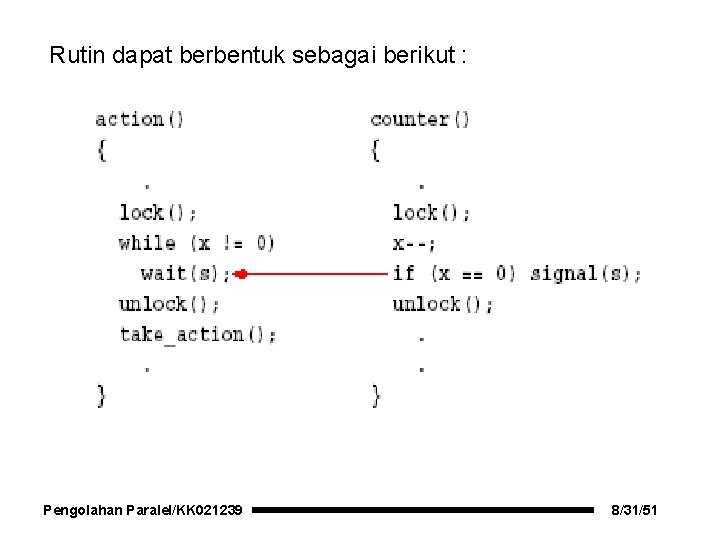 Rutin dapat berbentuk sebagai berikut : Pengolahan Paralel/KK 021239 8/31/51 