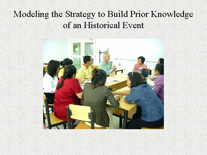 Modeling the Strategy to Build Prior Knowledge of an Historical Event 