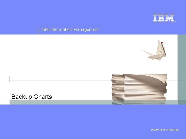 IBM Information Management Backup Charts © 2007 IBM Corporation 