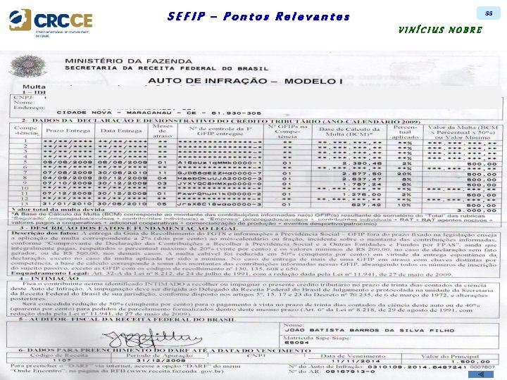 88 SEFIP – Pontos Relevantes VINÍCIUS NOBRE 