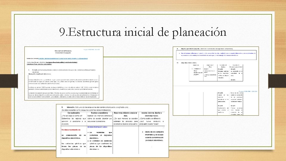 9. Estructura inicial de planeación 
