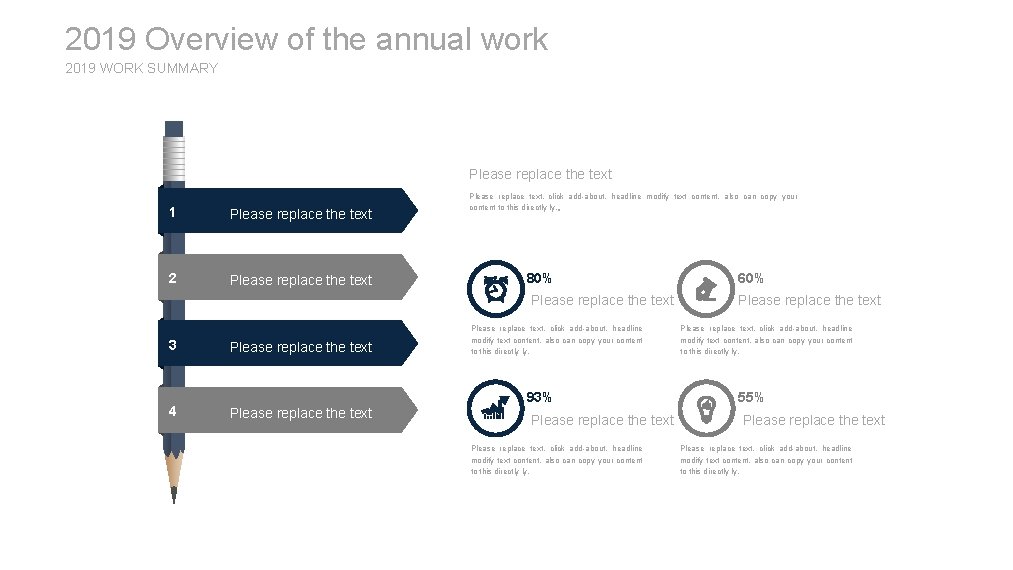2019 Overview of the annual work 2019 WORK SUMMARY Please replace the text 1