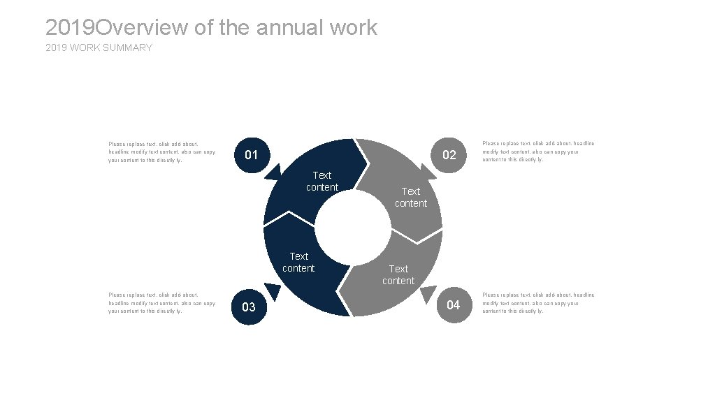 2019 Overview of the annual work 2019 WORK SUMMARY Please replace text, click add-about,