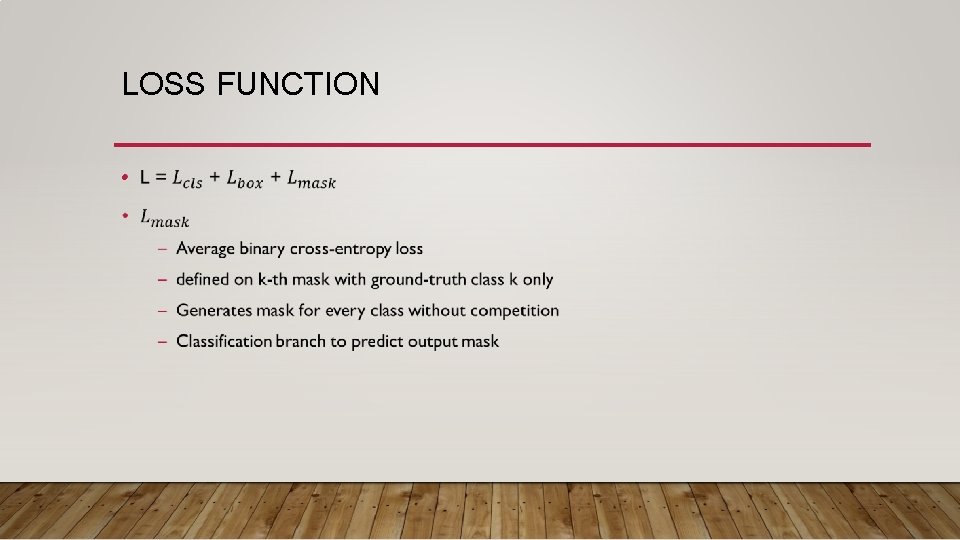 LOSS FUNCTION • 