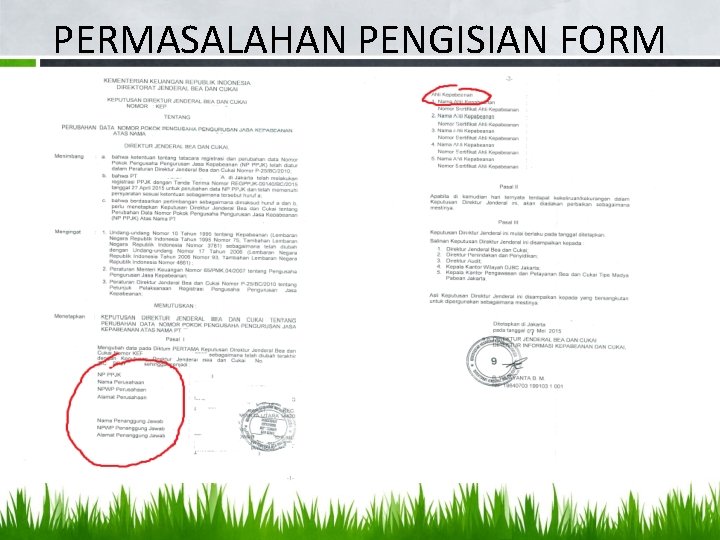 PERMASALAHAN PENGISIAN FORM 