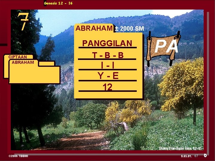 Genesis 12 - 36 7 CIPTAAN ABRAHAM ± 2000 SM PANGGILAN T-B-B PA I-I