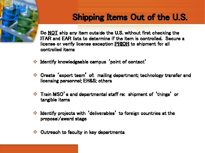 Shipping Items Out of the U. S. v Do NOT ship any item outside