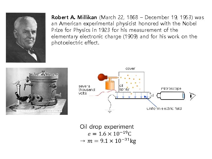 Robert A. Millikan (March 22, 1868 – December 19, 1953) was an American experimental