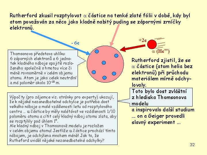 Rutherford zkusil rozptylovat a částice na tenké zlaté fólii v době, kdy byl atom