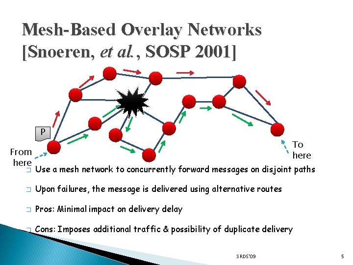 Mesh-Based Overlay Networks [Snoeren, et al. , SOSP 2001] P From here To here