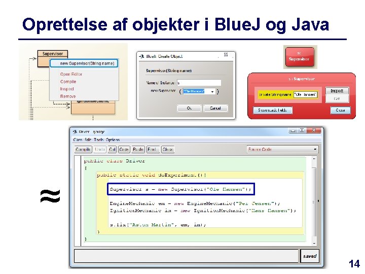 Oprettelse af objekter i Blue. J og Java ≈ 14 