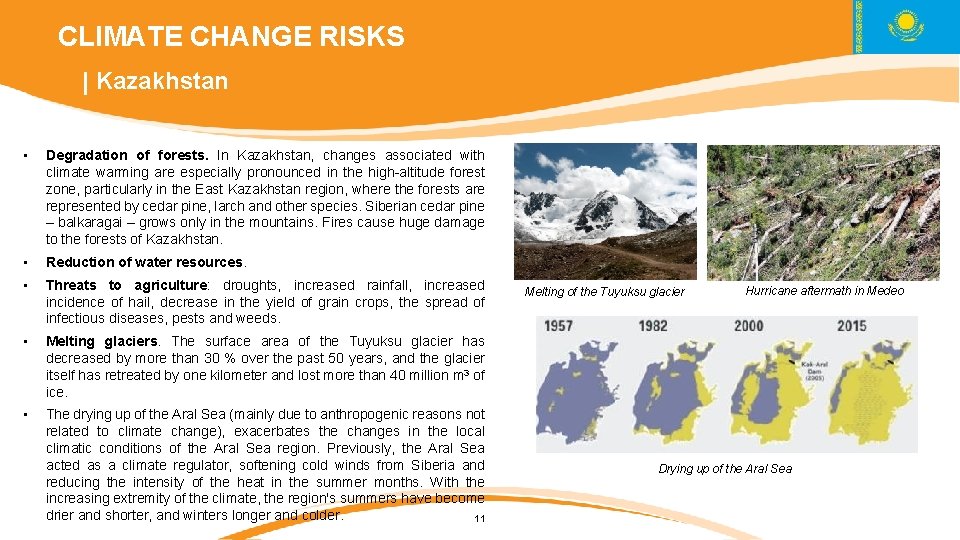 CLIMATE CHANGE RISKS | Kazakhstan • Degradation of forests. In Kazakhstan, changes associated with