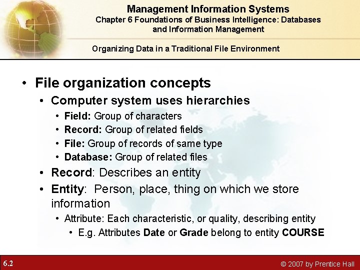 Management Information Systems Chapter 6 Foundations of Business Intelligence: Databases and Information Management Organizing Management Information Systems Chapter 6 Foundations of Business Intelligence: Databases and Information Management Organizing