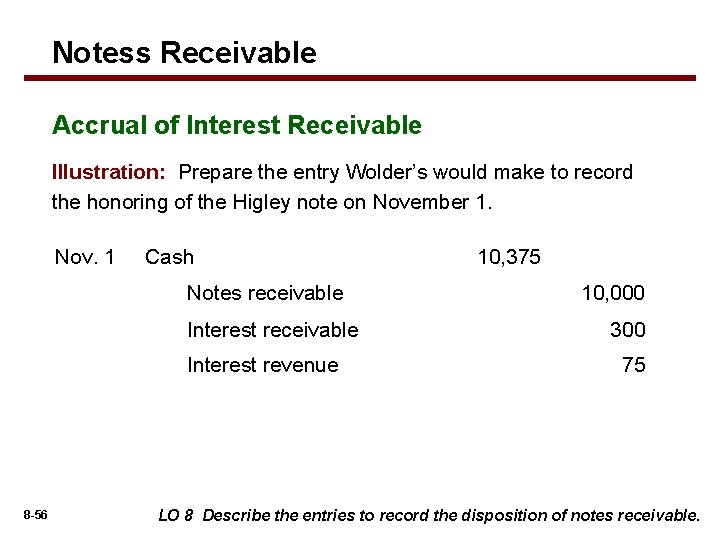 Notess Receivable Accrual of Interest Receivable Illustration: Prepare the entry Wolder’s would make to
