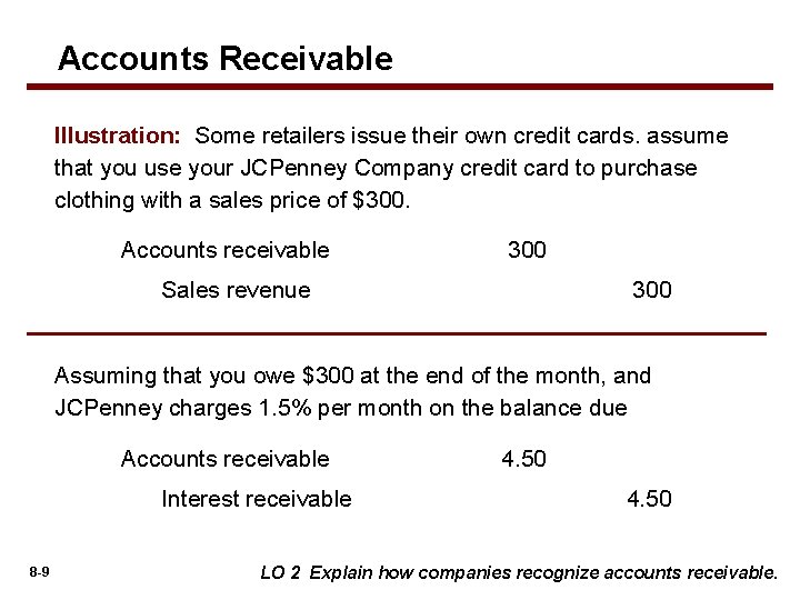 Accounts Receivable Illustration: Some retailers issue their own credit cards. assume that you use