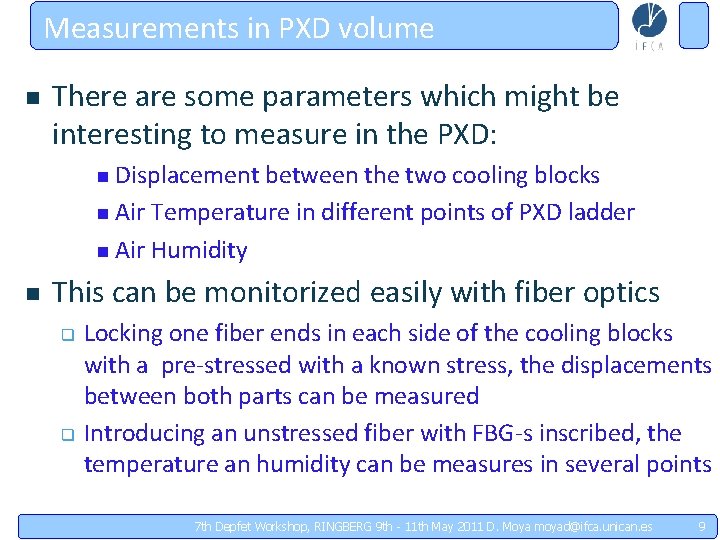 Measurements in PXD volume n There are some parameters which might be interesting to