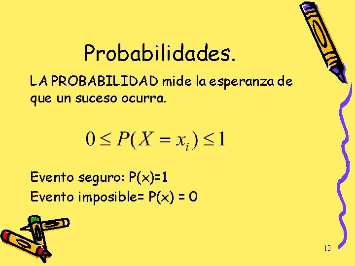 Probabilidades. LA PROBABILIDAD mide la esperanza de que un suceso ocurra. Evento seguro: P(x)=1