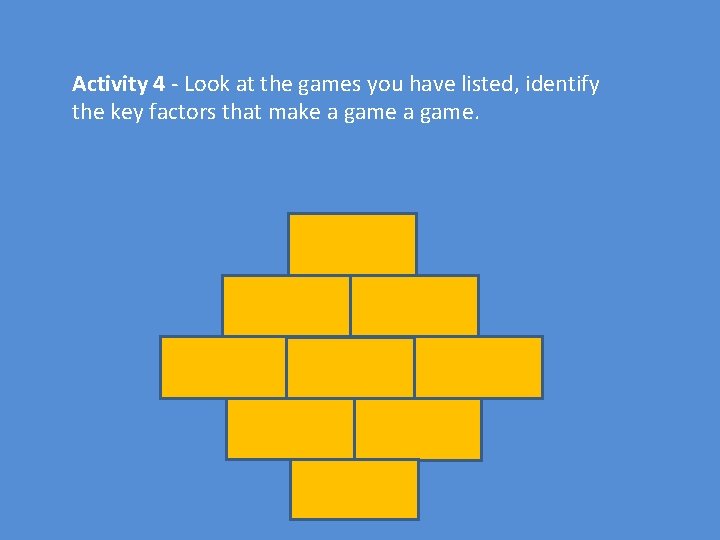 Activity 4 - Look at the games you have listed, identify the key factors