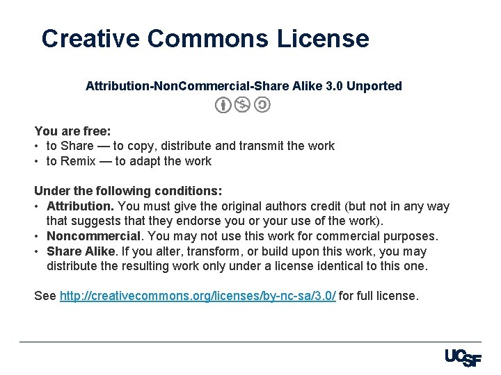 Creative Commons License Attribution-Non. Commercial-Share Alike 3. 0 Unported You are free: • to